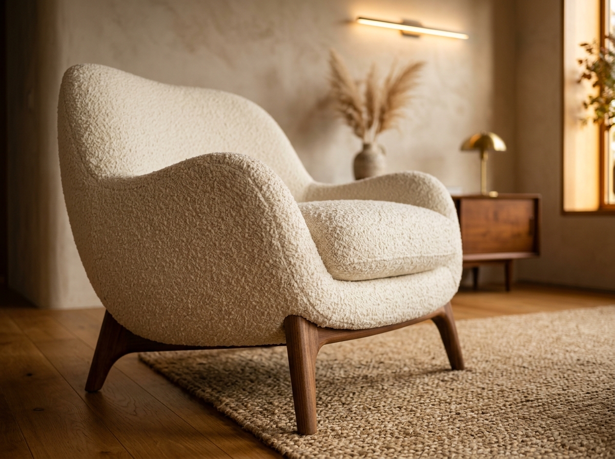 Sculptural Bouclé Lounge Chair